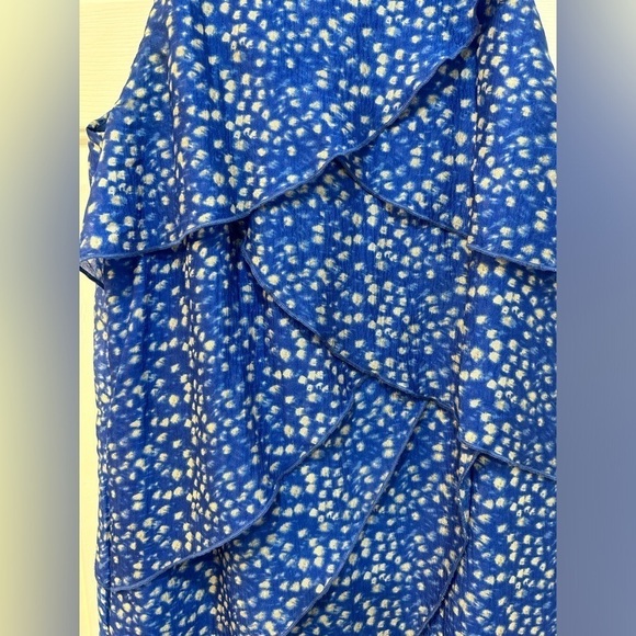 Ann Taylor 100% Silk Tiered Dress Blue White Dotted Fully Lined Women's Size 6 - Picture 4 of 8